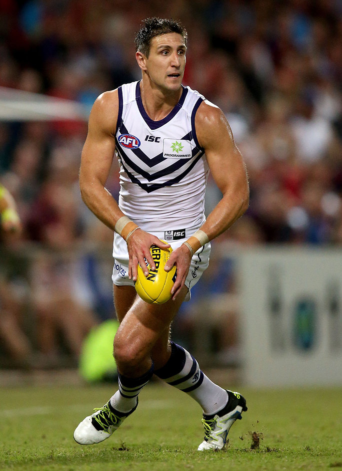 AFL 2016 Rd 16 - Melbourne v Fremantle DARWIN, AUSTRALIA - JULY 09: Matthew Pavlich of the Dockers in action during the 2016 AFL Round 16 match between the Melbourne Demons and the Fremantle Dockers at TIO Stadium on July 9, 2016 in Darwin, Australia. (Photo by Justine Walker/AFL Media)